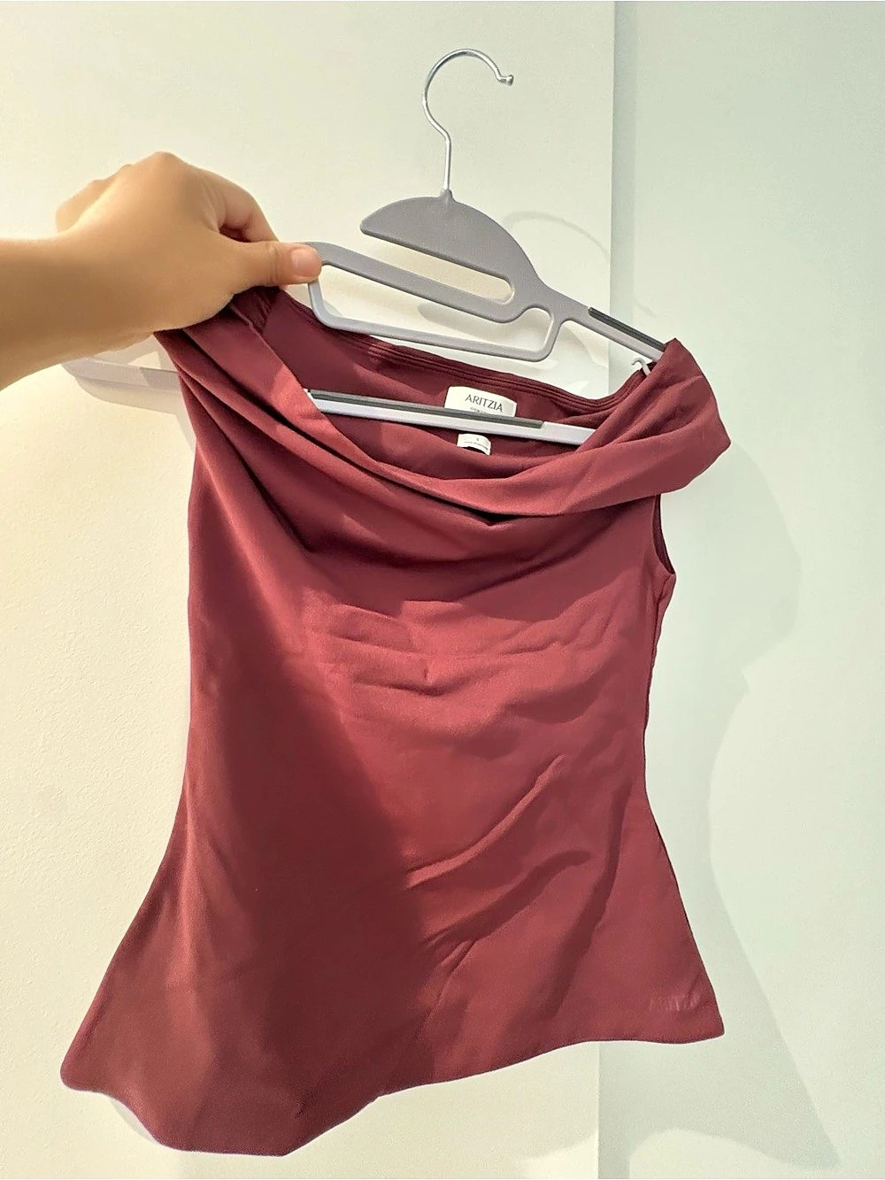 Aritzia Contour Cowl Neck Top in Burgundy